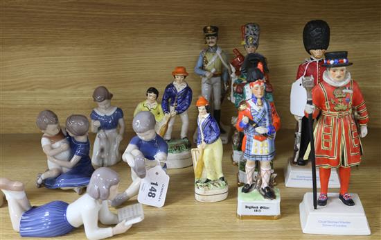 A collection of ceramic figures, various,